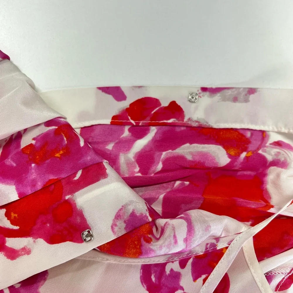 Amanda Uprichard Silk Floral Chelsea Dress Size Small White Pink Red